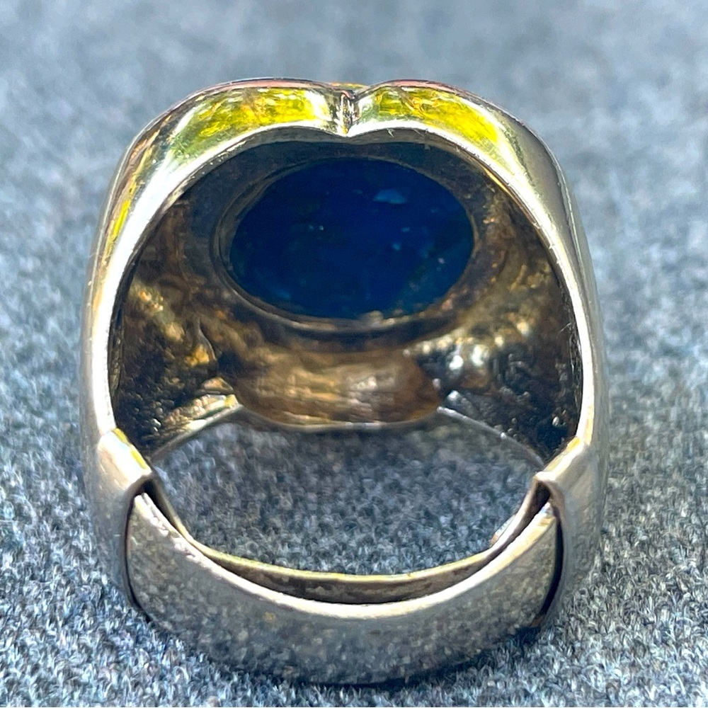 LE MONDE LE BIJOUX Lapis Lazuli stone in 925 sterling flower setting, sz8, 12.8g - Picture 4 of 13